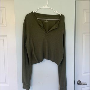 thrifted olive green henley top